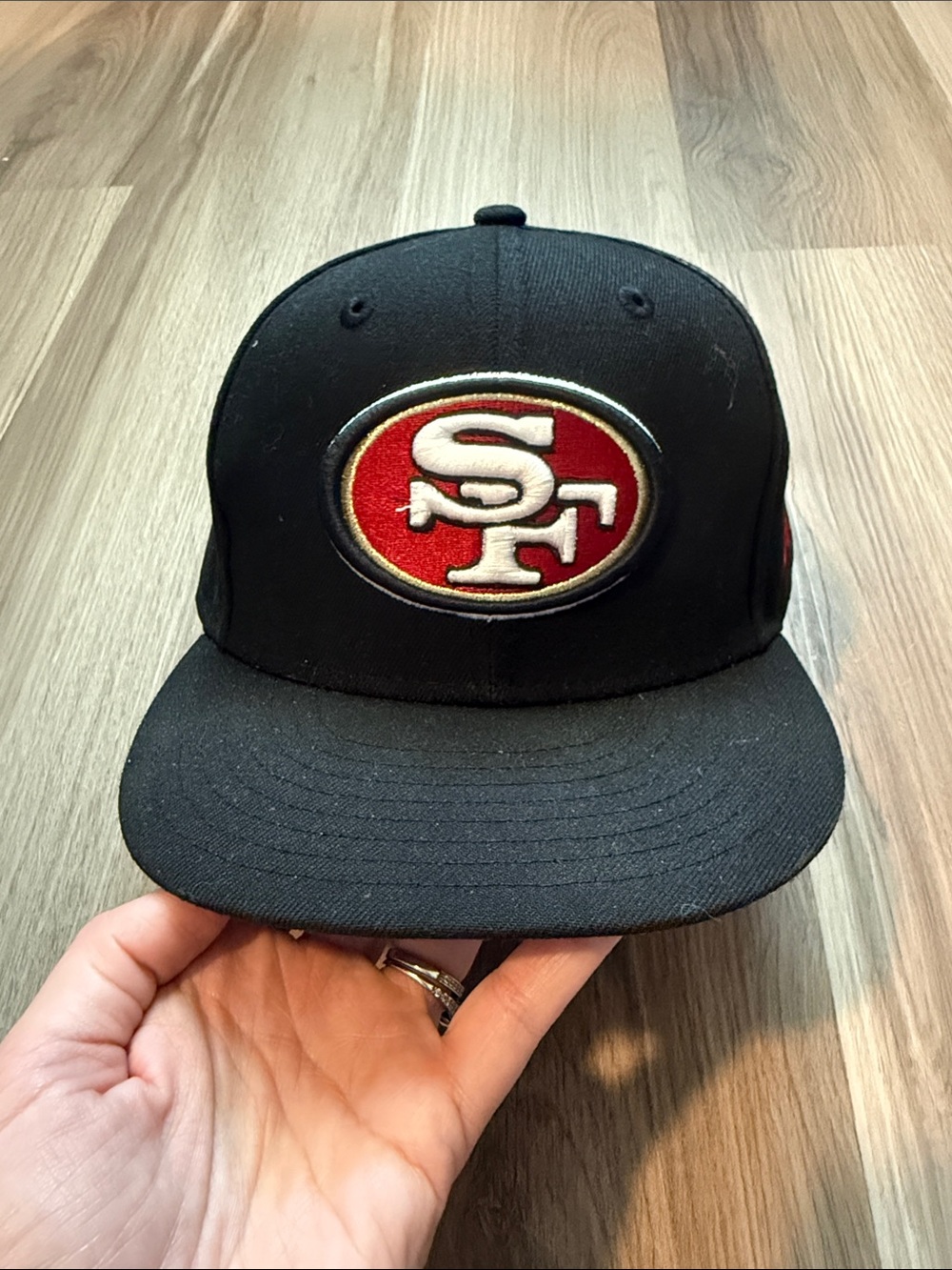 New Era Black Hat with Red & White SF Logo